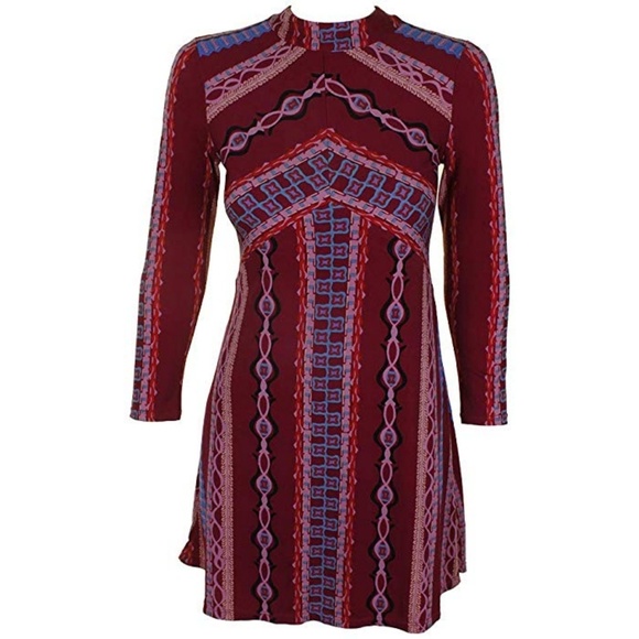 FREE PEOPLE Stella Printed Mini Dress Long Sleeve - Picture 3 of 6
